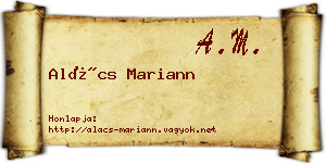 Alács Mariann névjegykártya