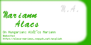 mariann alacs business card
